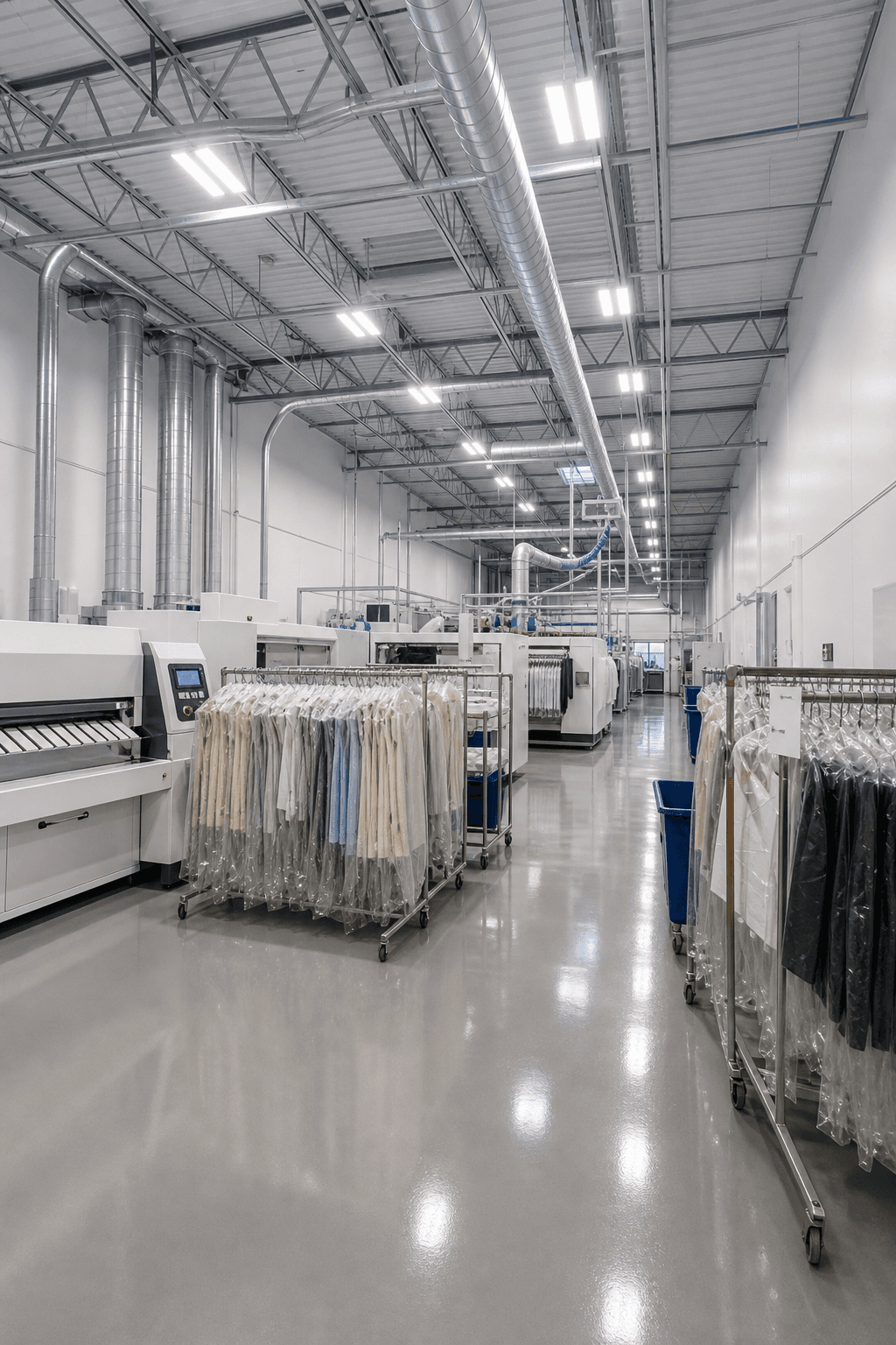 Finishing aisle at the DFW Linen laundry plant in Addison