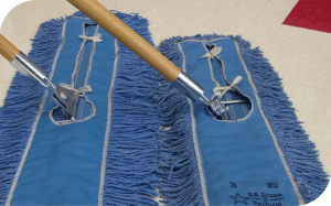 Commercial dust mops used for daily floor care