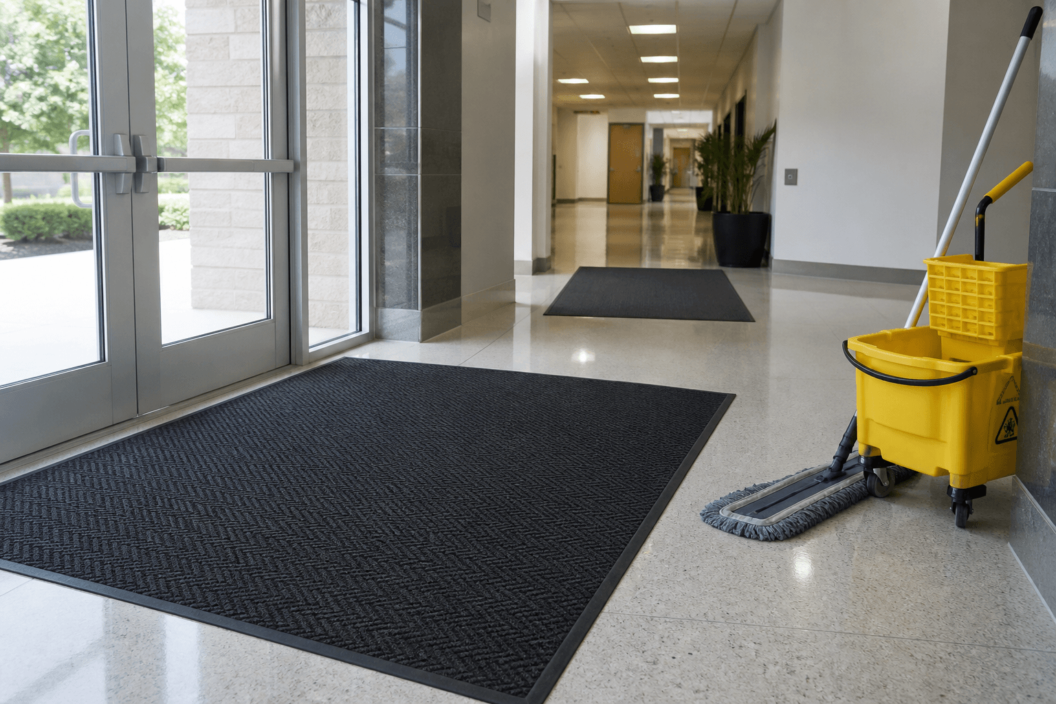 Commercial entrance mats and mop program