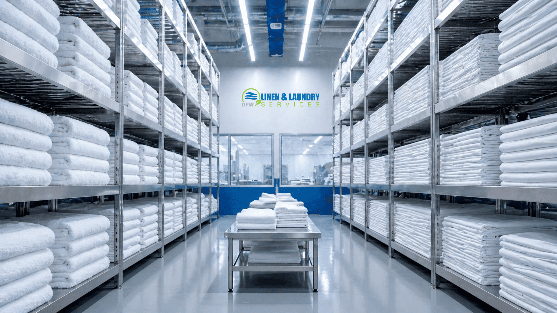 Consistent linen stock in warehouse racks
